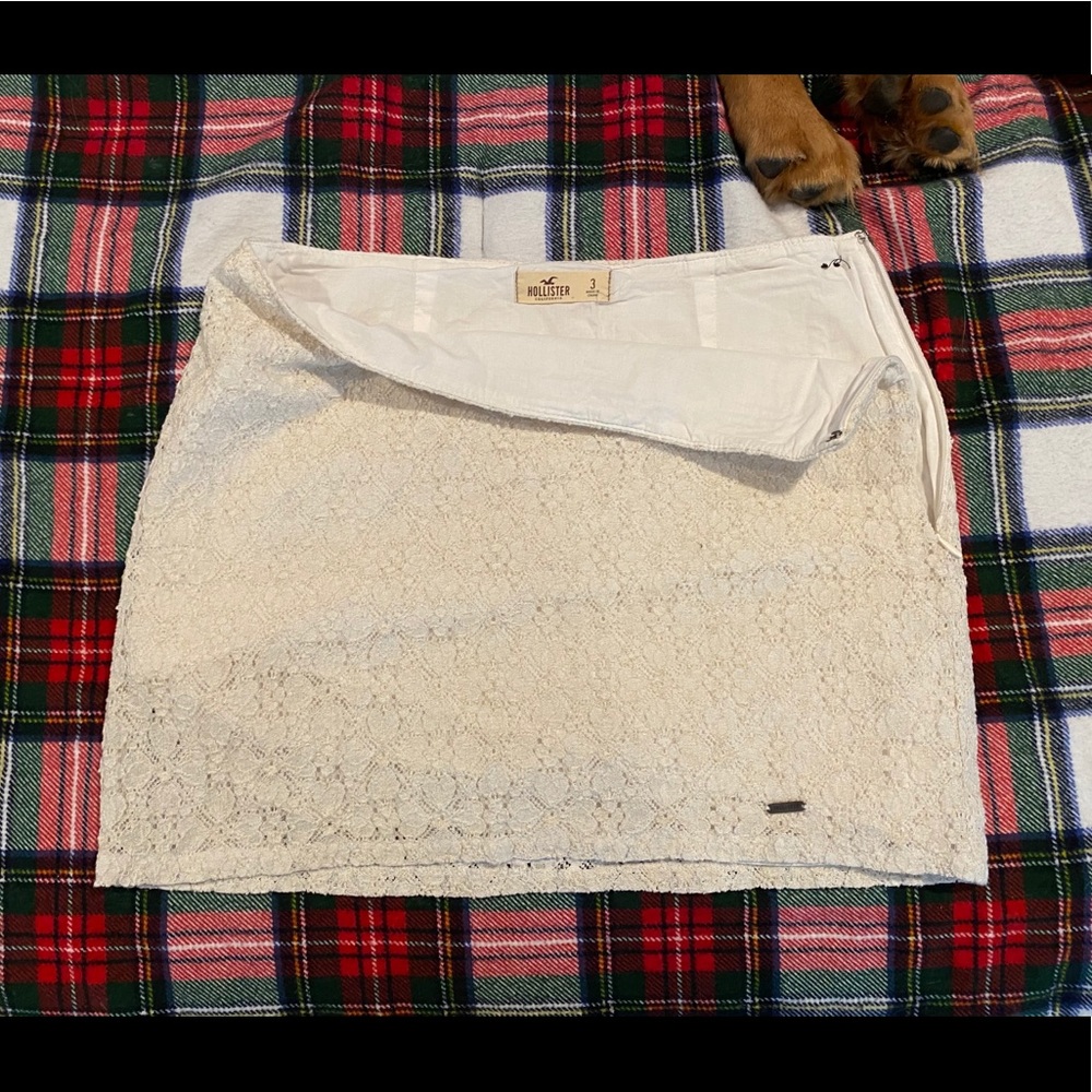 Off white and gold lace mini skirt